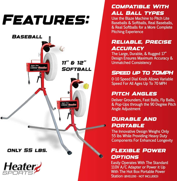 Blaze Combo Heavy Duty Pitching Machine With 1 Yr. Warranty BPM599C