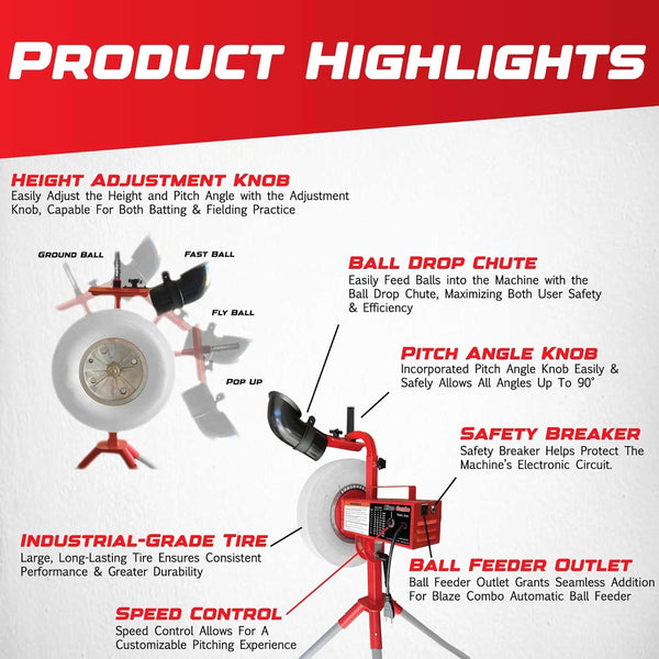 Blaze Combo Heavy Duty Pitching Machine With 1 Yr. Warranty BPM599C