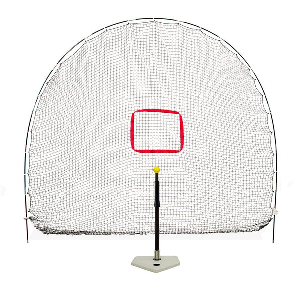 Heater Sports 3-in-1 Hitting Station - Lightweight & Portable Ball Net W/Adjustable Batting Tee Package | 6' x 8' Durable Fiberglass Arch Frame for All Ages, Perfect for Baseball & Softball Practice HS4999