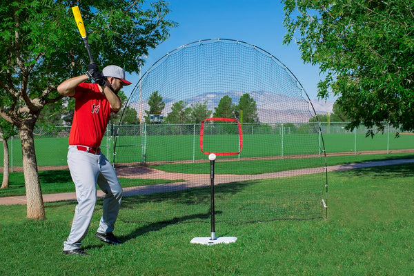 Heater Sports 3-in-1 Hitting Station - Lightweight & Portable Ball Net W/Adjustable Batting Tee Package | 6' x 8' Durable Fiberglass Arch Frame for All Ages, Perfect for Baseball & Softball Practice HS4999