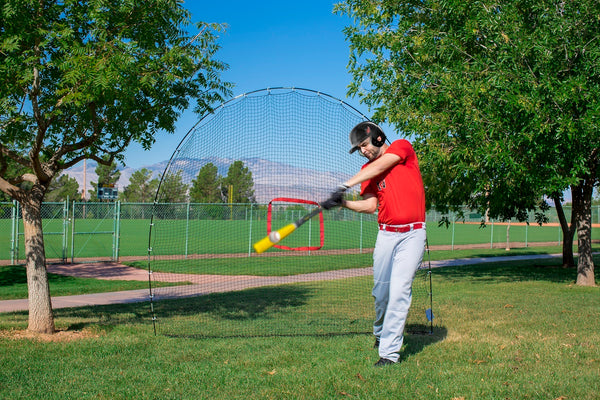 Heater Sports 3-in-1 Hitting Station - Lightweight & Portable Ball Net W/Adjustable Batting Tee Package | 6' x 8' Durable Fiberglass Arch Frame for All Ages, Perfect for Baseball & Softball Practice HS4999