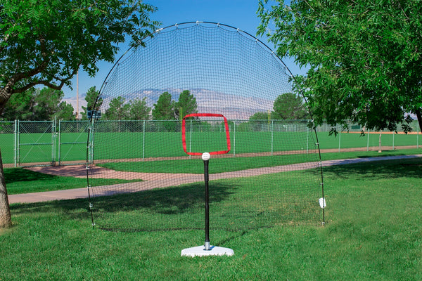 Heater Sports 3-in-1 Hitting Station - Lightweight & Portable Ball Net W/Adjustable Batting Tee Package | 6' x 8' Durable Fiberglass Arch Frame for All Ages, Perfect for Baseball & Softball Practice HS4999